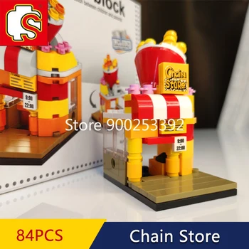 

In Stock 84PCS 601001 Sembo Creator Mini Street View Series Popcorn Shop Restaurants Assembly Bricks Toys Model Building Blocks