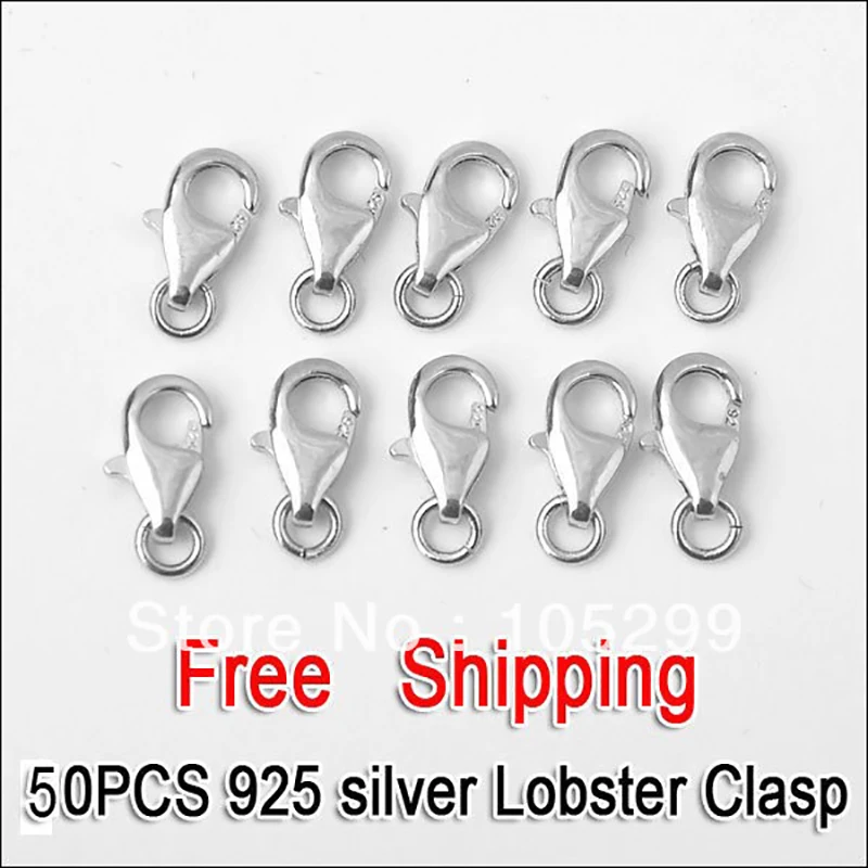 

Fast Shipping Wholesale 50pcs a lot 925 Sterling Silver platinum Plate Jewelry findings lobster clasp opening jump rings