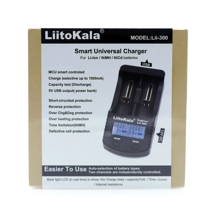 Liitokala lii300 18650 зарядное устройство для 3,7 в 18650 26650 16340 цилиндрическая литиевая батарея, такая как 1,2 в AA AAA никель-металл-гидридное зарядное устройство