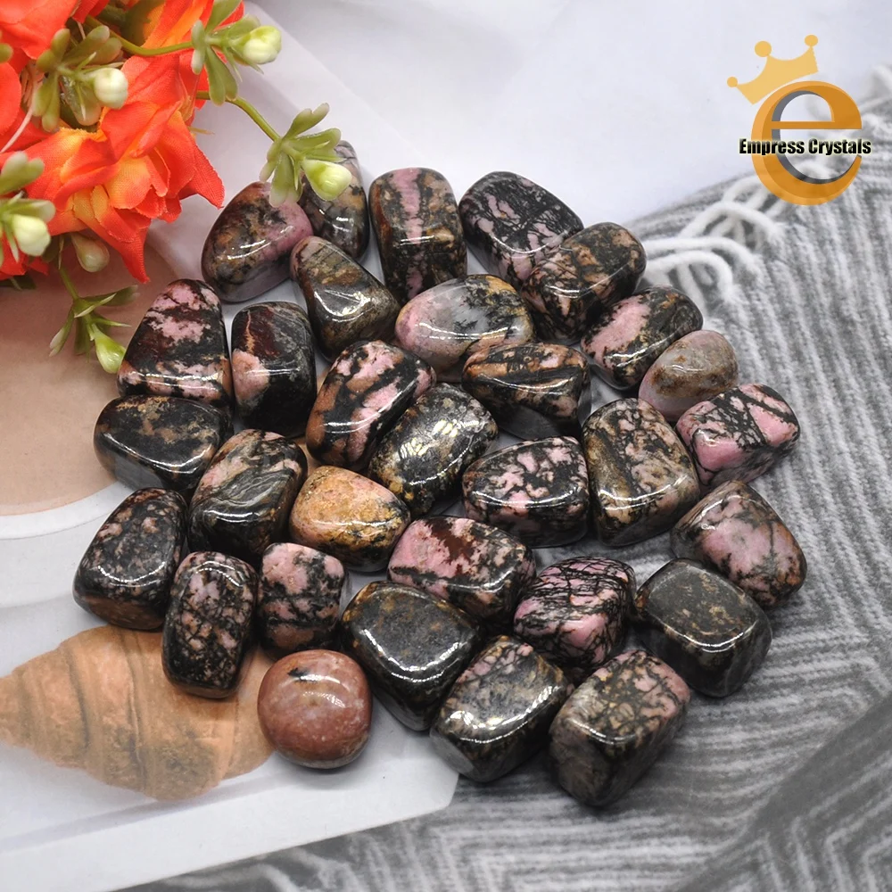 Natural Pink Black Rhodonite Quartz Crystal Stone Tumbled Bulk Healing Mineral Specime Gemstone Gem Raw Aquarium Decoration Gift