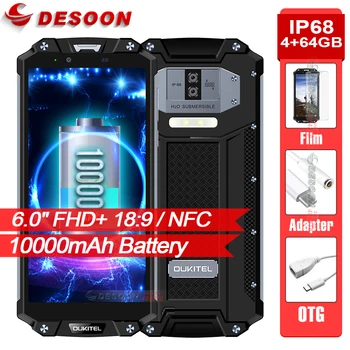 

OUKITEL WP2 10000mAh Smartphone IP68 Waterproof 6.0 Inch 18:9 Mobile Phone 4GB 64GB MT6750T Octa Core Fingerprint NFC Cellphone