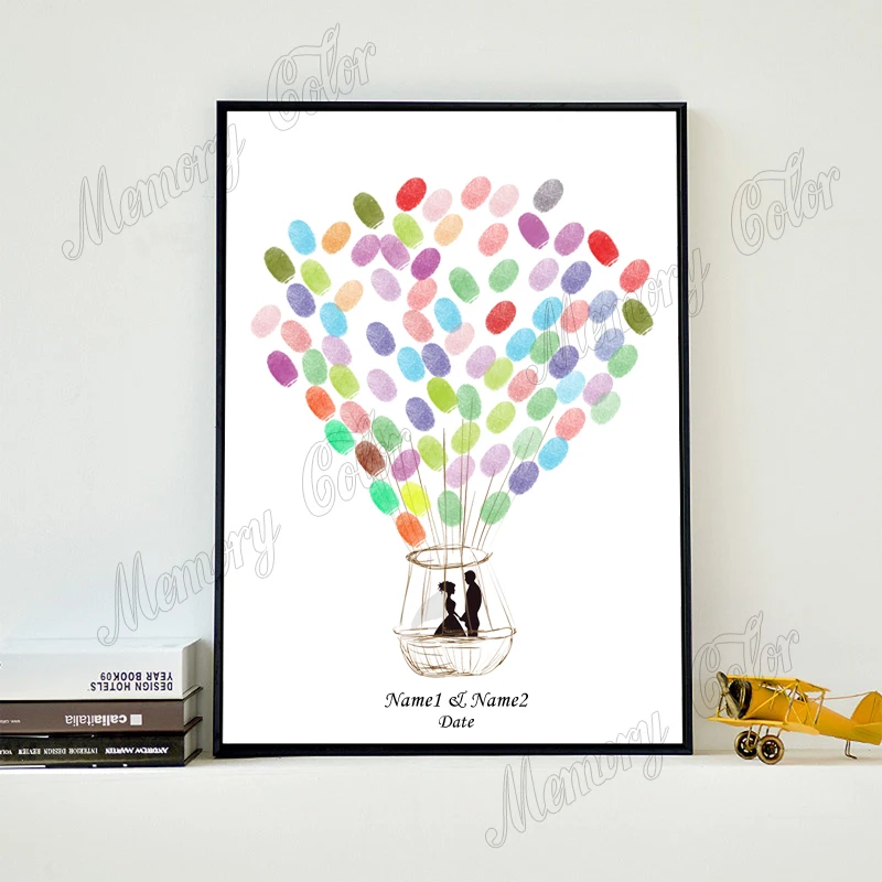 Personalized Wedding Guestbook Couple's Name Wedding Date Fingerprint DIY Painting Guestbook For Decoration Gift