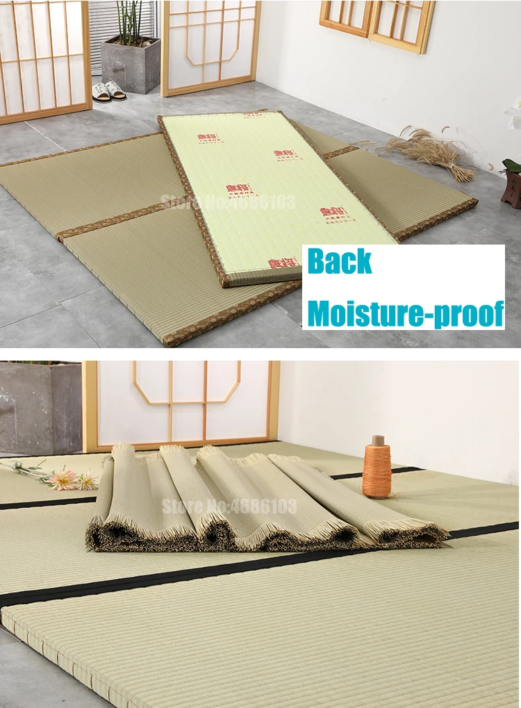 Japanese Style Natural Straw Cori Mattress Unfoldable Tatami Floor Mat Thickness 3cm Environmental Protection
