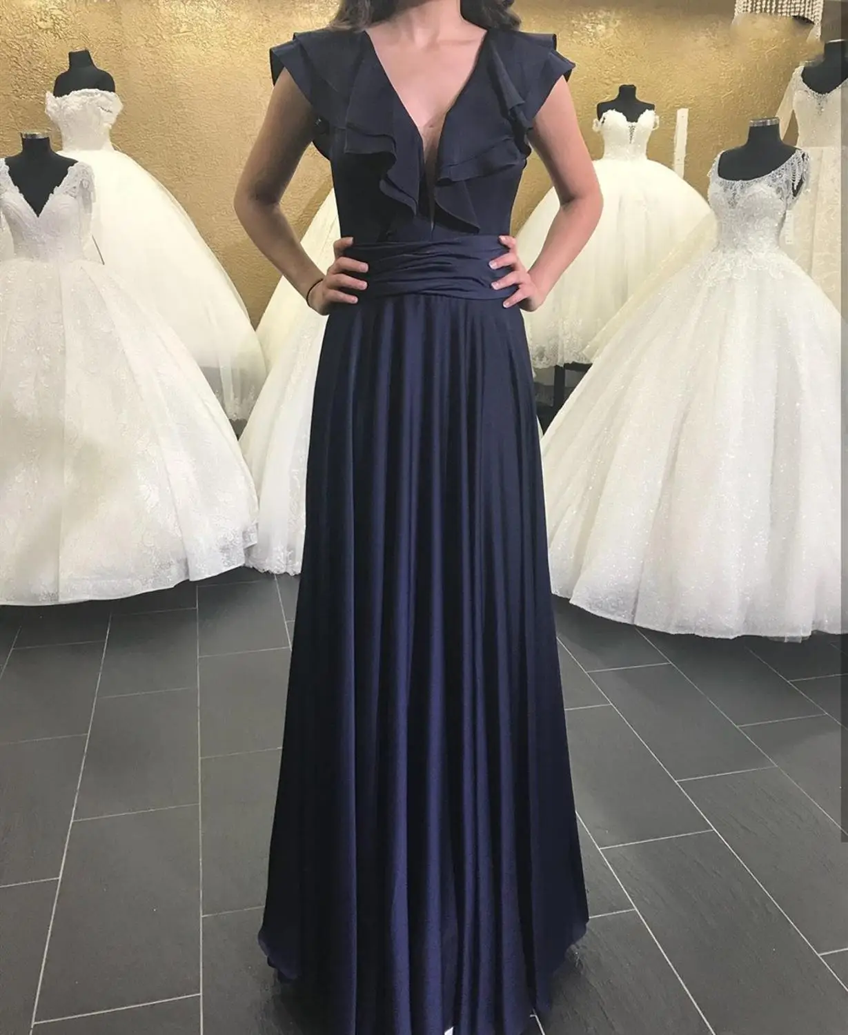 Nave синий пол длина сексуальный v-образным вырезом vestidos de noche cortos elegantes lebanon Формальные GownsEvening платья длинное вечернее платье