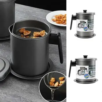 

Oil Pot Stainless Steel Filter Screen Household Oil Kitchen Artifact Filter Oil Lard Storage With Bottle Lid Pot Oil K1M6