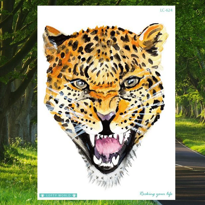 

Ferocious Leopard Tiger Temporary Tattoo Sticker Large Size Arm Leg Fake Tattoos for Men Women Girl Waterproof Tatoo Art Tatoo