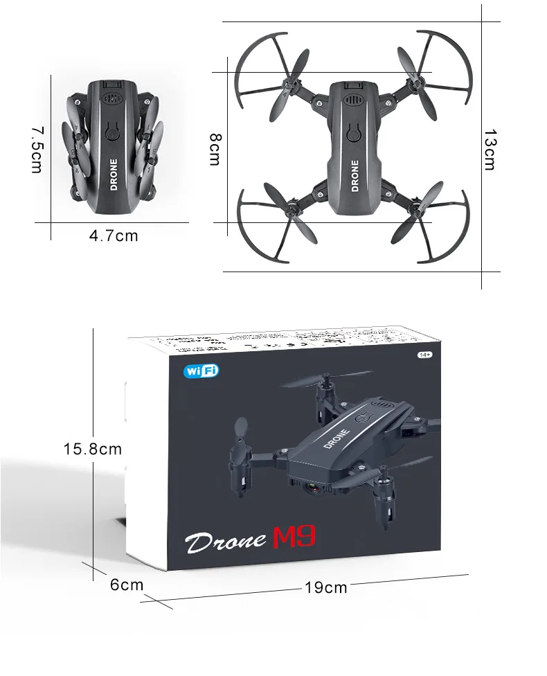 Мини складной беспилотный летательный аппарат аэрофотосъемка WiFi Квадрокоптер Радиоуправляемый вертолет игрушечный Дрон