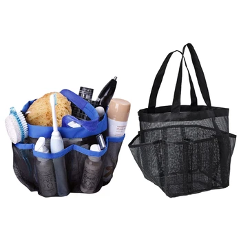 

1Pcs Quick Dry Shower Tote Hanging Bath 9 Storage Pockets & 1PcsMesh Shower Caddy Portable Tote -with 8 Large Pockets Holds