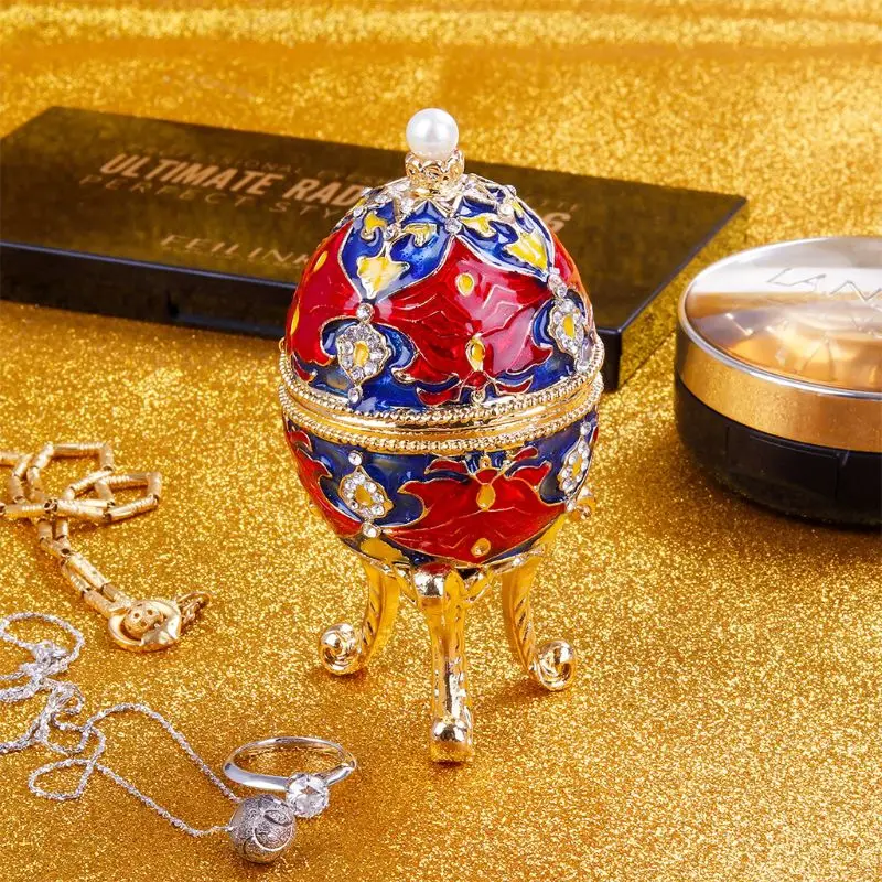 Faberge-organizador de joyas, de estilo Vintage, huevo, (rojo), - AliExpress Joyería y accesorios