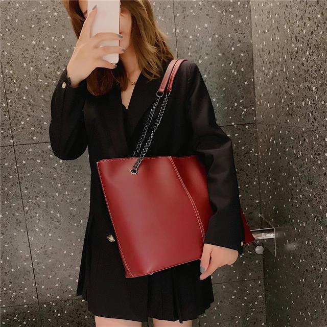 Large Capacity Women's Shopper Bag Pu Leather Shoulder Bags for Women New  Fashion Chain Design Tote Bags Brand Ladies Travel Sac