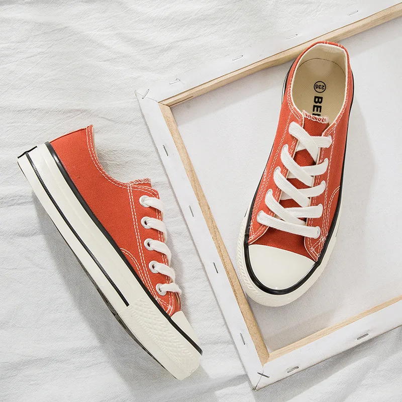 

Canvas Shoes Student Korean-style Ulzzang Spring New Style bai da xiao Dirty Orange Hong Kong Style Summer Low Top Flat Shoes