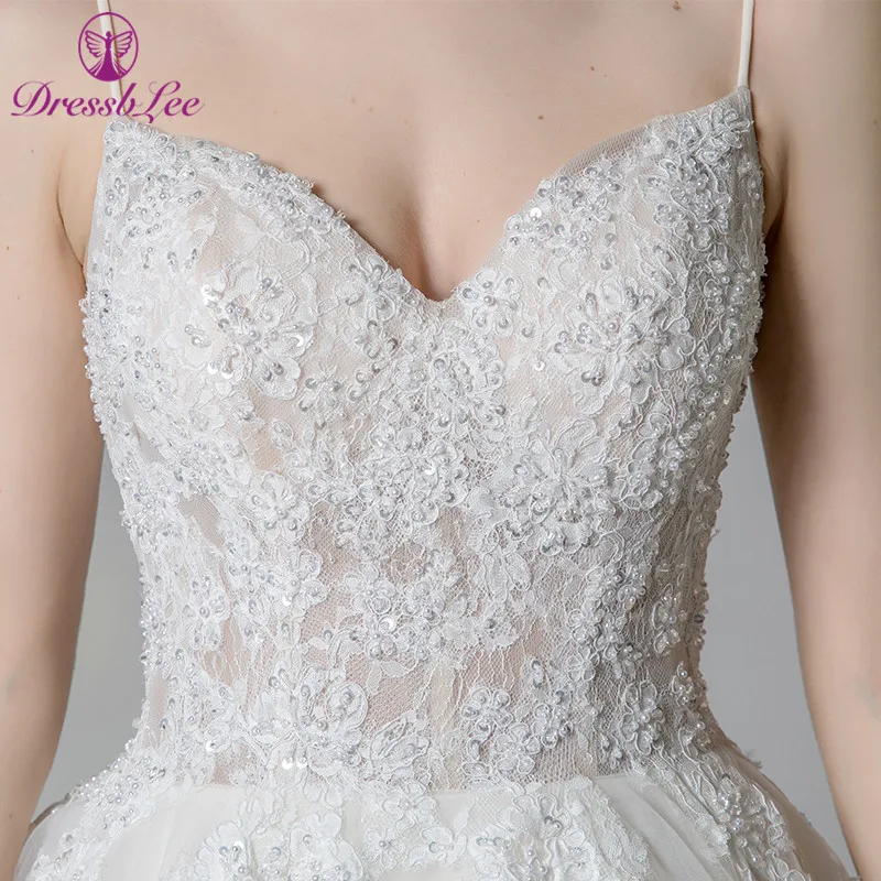 DressbLee Новое поступление свадебное платье цвета слоновой кости кружева вышивка свадебные платья Спагетти ремень корсет свадебное платье robe-de-mariage