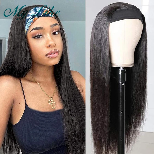 My Like-Peluca de cabello humano indio mujer, Natural liso, hecho a 150% preadjunto AliExpress