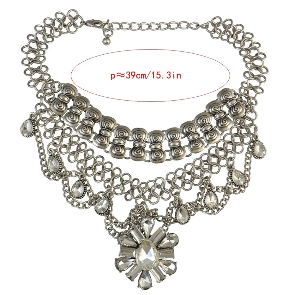 Винтаж Кристалл инструкция Maxi Choker шеи колье женское колье с монетой и кулоном Бохо большие модные украшения для женщин Подарки