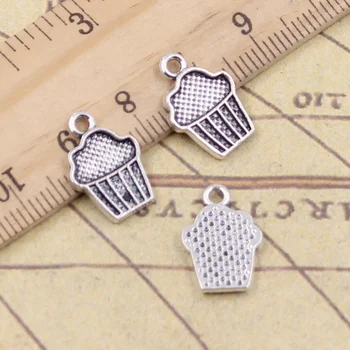 

40pcs Charms Cupcake Ice Cream 15x10mm Antique Silver Color Pendants Making DIY Handmade Tibetan Finding Jewelry