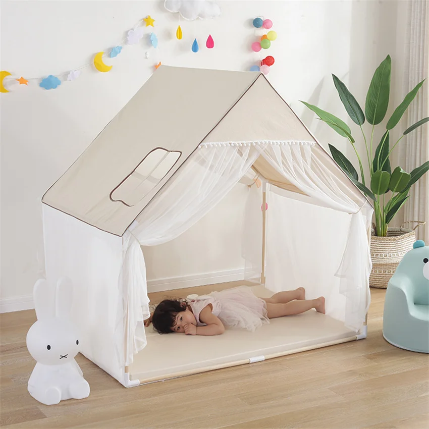 Children's tent indoor baby cotton canvas game house girl's birthday gift Princess Castle small house