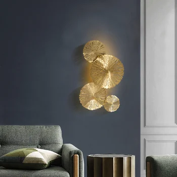 

Nordic Luxury Wall Lamp Modern Lotus Leaf Art Wall Lights Bedside Lamp Living Room Wall Sconces Home Deco Light Fixtures G4 Bulb