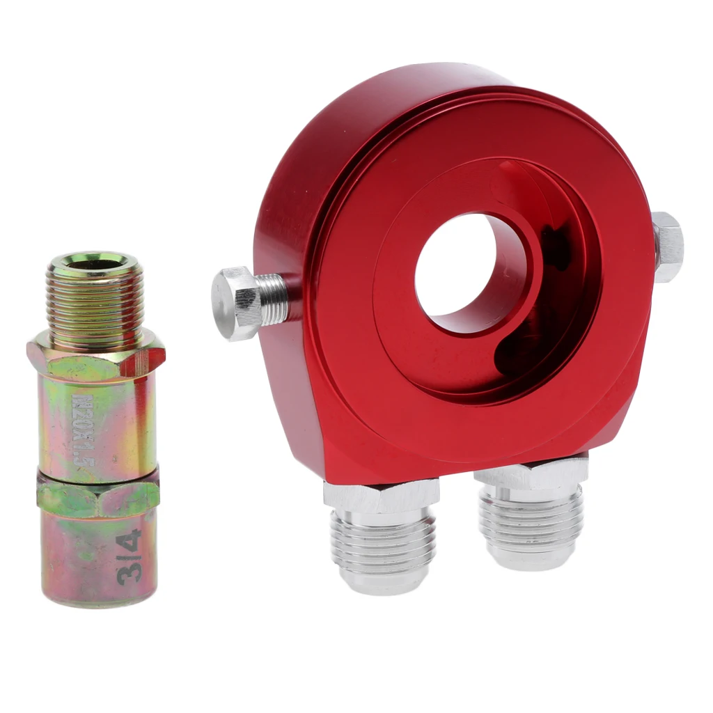 Алюминиевый Масляный фильтр Сэндвич пластина адаптер-3/4-16 UNF/M20 x 1,5-5 цветов на выбор - Цвет: Red