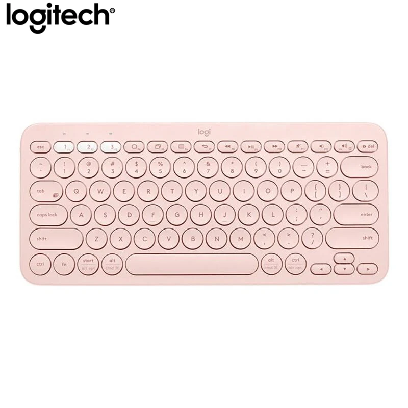 Розовый Беспроводная клавиатура logitech K380, Bluetooth, портативная, ультра тонкая, мини, бесшумная, многофункциональная, клавиатура для ПК, ноутбука, планшета, Android, IOS - Цвет: Розовый