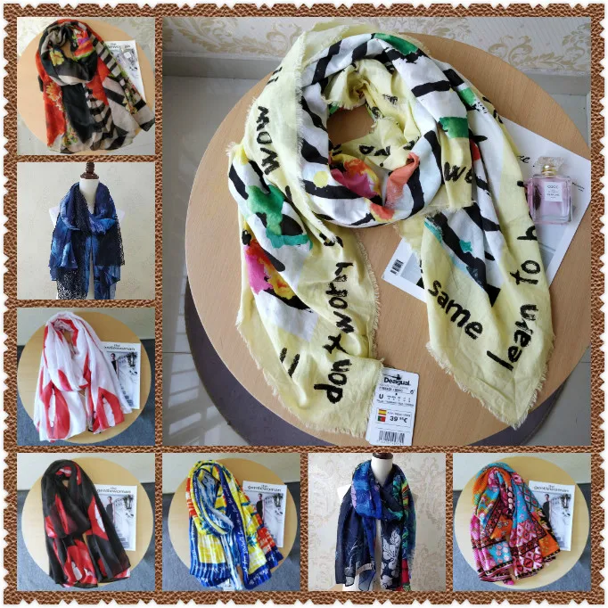 Женский модный шарф Desigual с испанскими зубьями вышивка на весну и осень кружевной