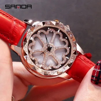 

Sanda New Trend Women Watches 2019 Fashion Leather Rotating Ladies Watch Female Quartz Wristwatch Relogio Feminino Reloj Mujer