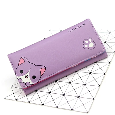 purple Милый рисунок собаки женские кошельки легкие тонкие длинные кошельки для монет с принтом животных женские клатчи повседневные держатели для кредитных карт Набор - Цвет: purple