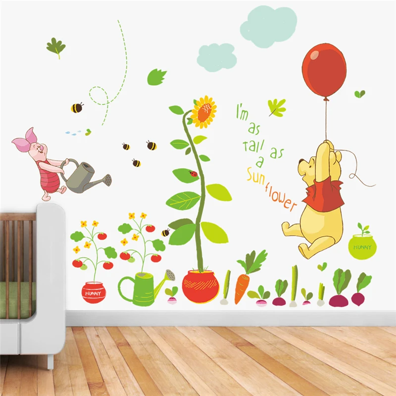 Cartoon Winnie The Pooh Animal Wall Decals Kids Room Nursery Home Decor 40*60cm Disney Wall Stickers Pvc Mural Art Diy Wallpaper