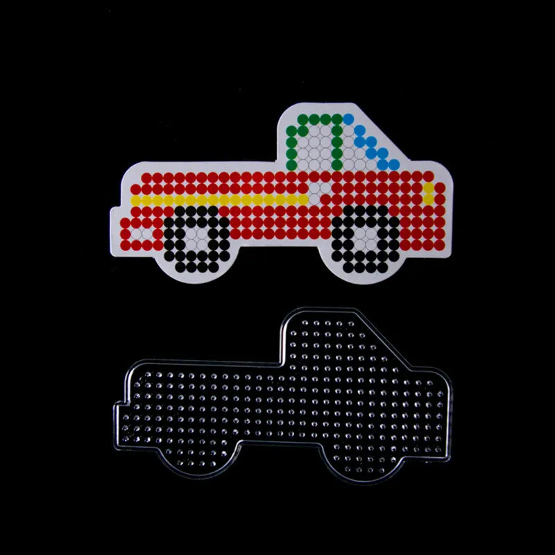 5 мм Хама бусины шаблон с цветной бумагой пластик трафарет головоломки Perler головоломки бусины Diy Прозрачная форма головоломки обучающие игрушки - Цвет: Pickup trucks