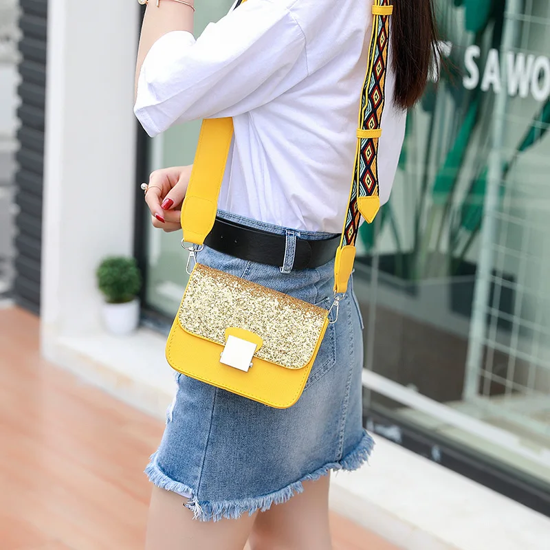 

High Quality Panelled Purses and Handbags Colorful Wide Straps Shoulder Messenger Bags Sac A Main 5 Color Sac A Main
