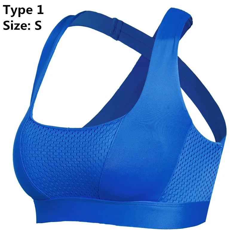 Reallion женщины крест дизайн спортивный бюстгальтер push up противоударный жилет топы с прокладкой для бег фитнес бег Йога Рубашка - Цвет: Type1 Blue SizeS