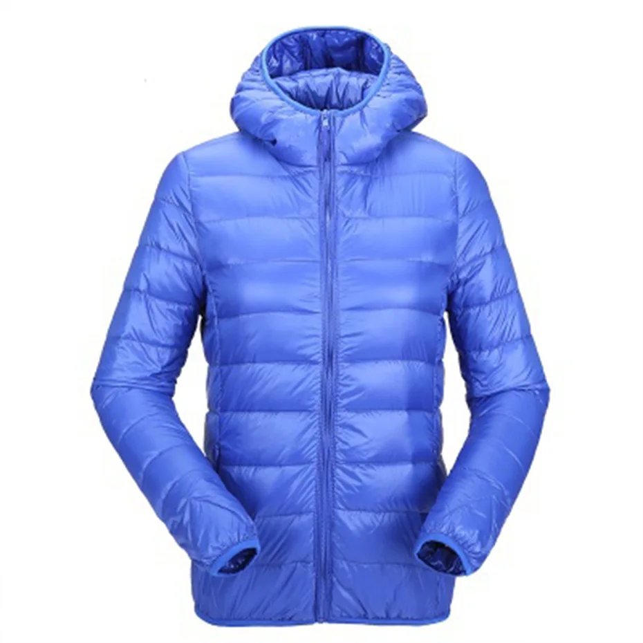 ZOGAA Winter Women Padded Warm Coat Ladies Ultra Light Duck Down Padded Outwear Female Hooded Short Slim Solid Overcoat HOT - Цвет: blue with hat