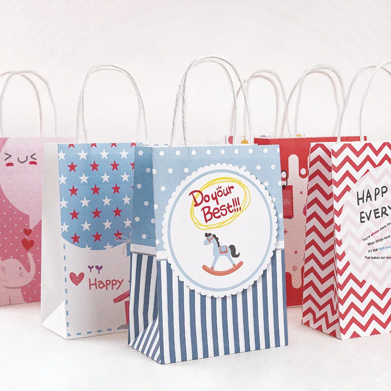 AVEBIEN New Kraft Paper Baby Shower Gift Bag Children's Cartoon Animal  Small Fresh Birthday Party Holiday Portable Packaging Bag - AliExpress