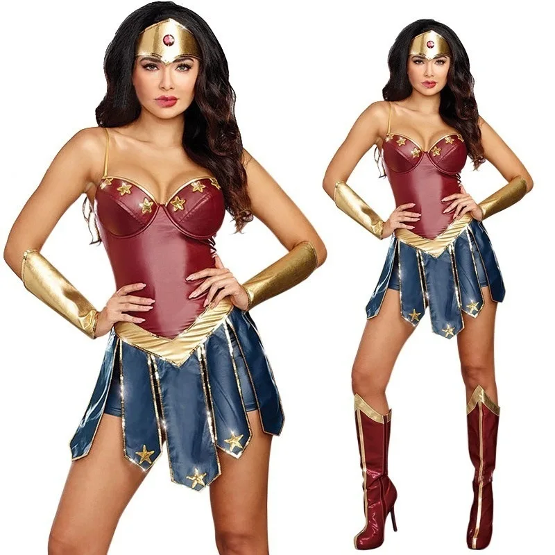 Wonder Woman, костюмы для косплея, для взрослых, Лига Справедливости, супер герой, костюм, Рождество, Хэллоуин, сексуальное женское нарядное платье, Диана, косплей - Цвет: Wonder Woman