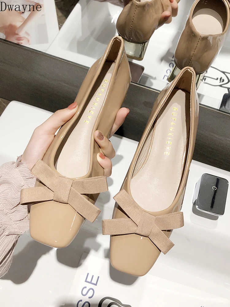 

Net red thick with a single shoes female summer new 2019 tide shoes shallow mouth peas shoes retro square head bow high heels