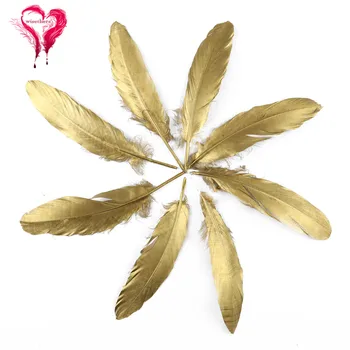 

Wisethers Feather Decoration Accessory Gold Goose Plumes 15-20 CM/6-8 inches for Diy Craft Jewelry Wedding Wholesale