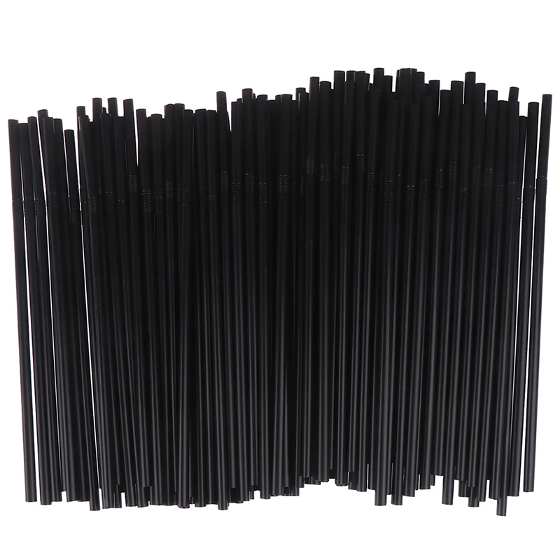 Drinking Straws Party-Supplies Kitchen-Accessories Wedding Plastic Flexible Black White