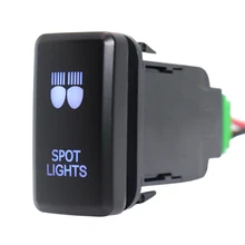 Spot Lights Push Button Switch ON-OFF Switch 12Volt 3Amp with Connector Wire For Toyota Prado Landcruiser Hilux FJ Cruiser fit for new style toyota push switch 20 32 mm blue led 5 pin power lights push switch with connector wire