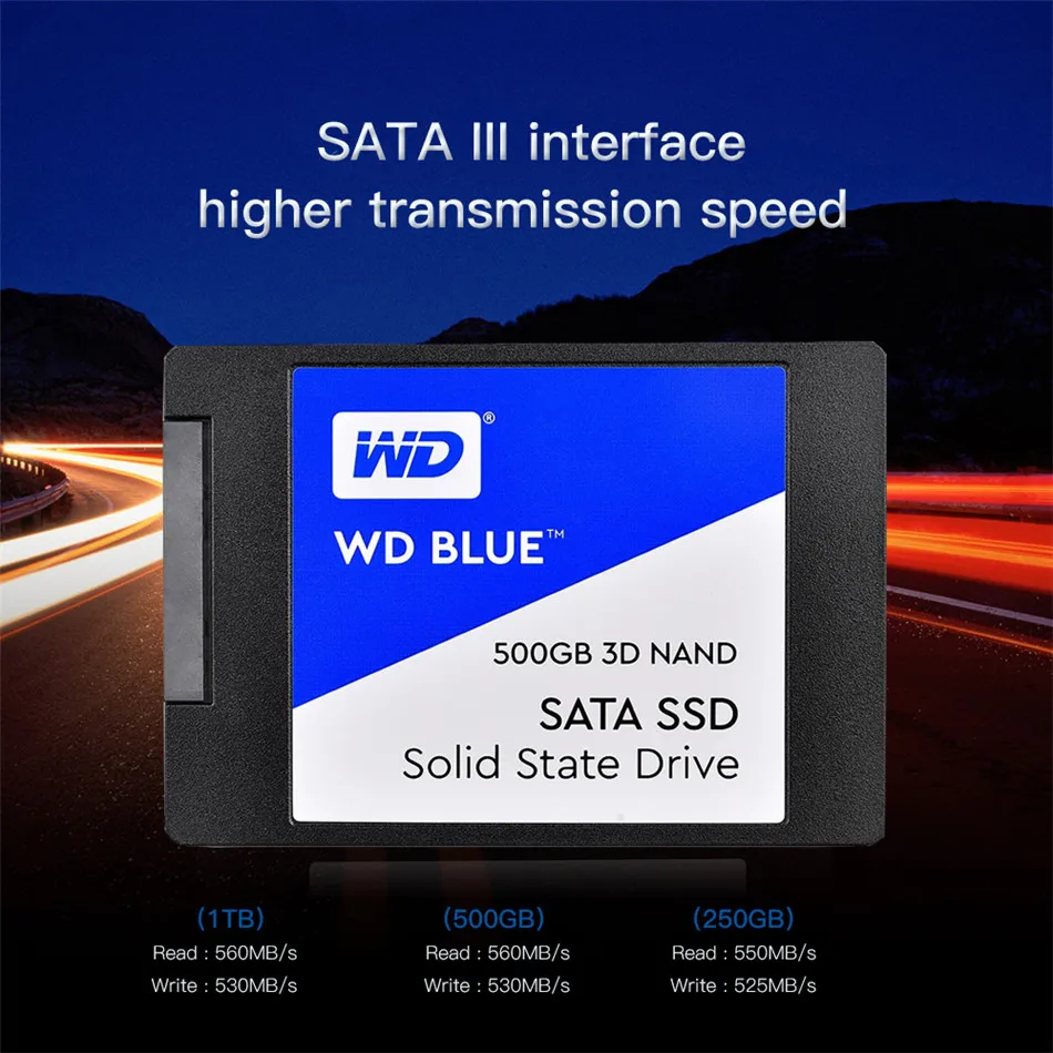 Western Digital Blue SSD 250 ГБ 500 ГБ SATA 3 2,5 дюймов Внутренний твердотельный накопитель на жестком диске Тетрадь ПК SSD 2 ТБ 1 ТБ