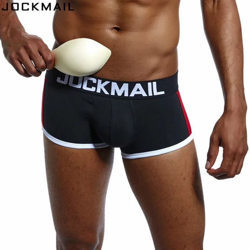 JOCKMAIL, мягкое Мужское нижнее белье, боксеры, сексуальные, спереди, пуш-ап, чашка, усиление выпуклости, Гей Нижнее белье, мужские боксеры, шорты, увеличивающие трусы