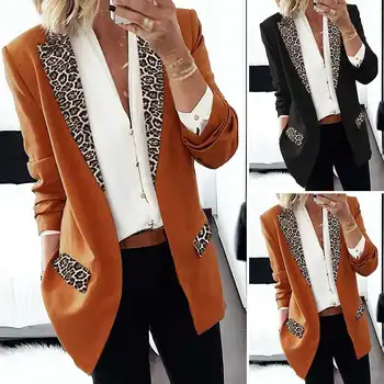 

ZANZEA Women Patchwork Leopard Blazers Plus Size Lapel Neck Female Spring Blazers Casual Thicken Coats Bussiness Jackets Outwear