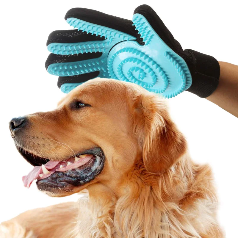 

2Pcs Pet Grooming Glove Silicone Gentle Deshedding Massage Brush Tool for Dogs Cats VJ-Drop