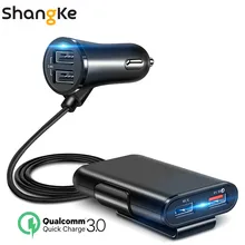 Shangke 4 USB QC 3,0 Автомобильное зарядное устройство Быстрая зарядка 3,0 телефон автомобильное быстрое переднее заднее зарядное устройство адаптер автомобильное портативное зарядное устройство разъем для iPhone