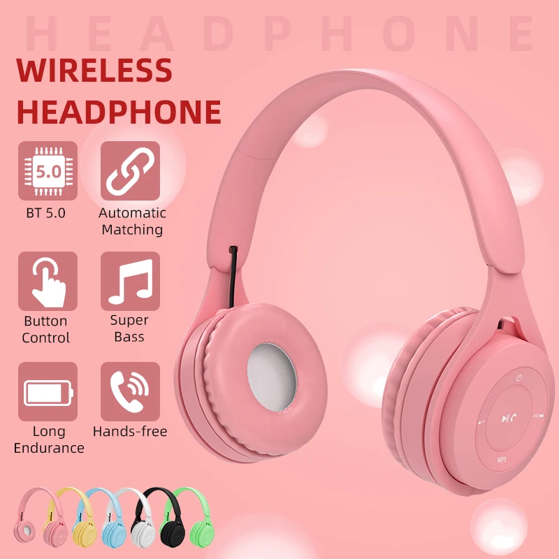 Kids Gaming Wireless Bluetooth 5 0 Headphone With Mic Hifi Stereo Music Child Headset Study Boy Earphone With Audio Cable For PC
