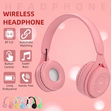 Kids Gaming Wireless Bluetooth 5 0 Headphone With Mic Hifi Stereo Music Child Headset Study Boy Earphone With Audio Cable For PC