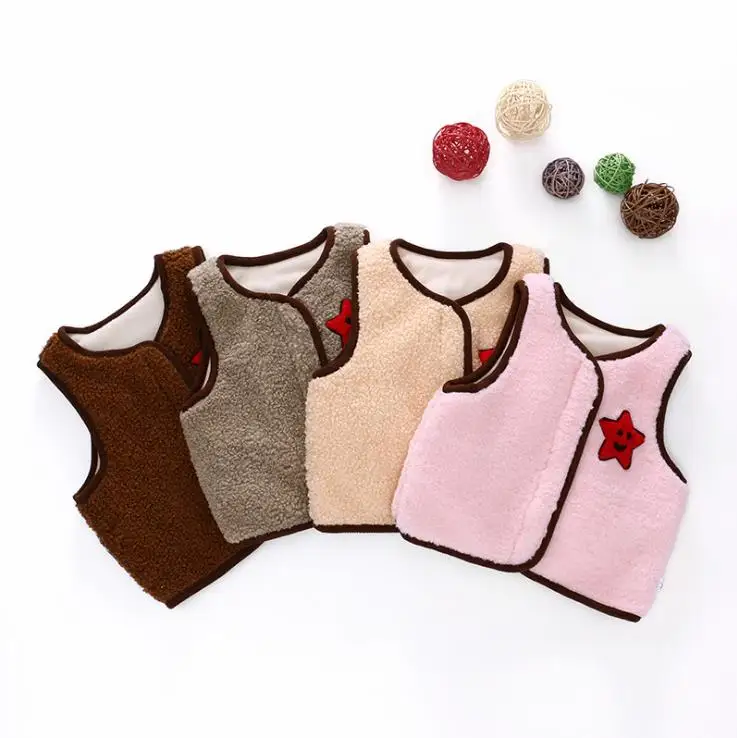 

2019 autumn and winter baby vest children's vest boys and girls thickened lambskin coat jacket sleeveless vest children 0-4 year