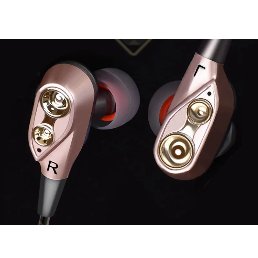3.5mm Plug In-Ear Earbud Headphones Dual ynamic Driver Sound Music HiFi Bass Sports Earphone with Mic for Laptop PC Smartphones