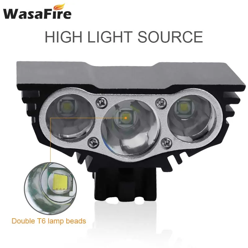5000 Lumens X3 Bike Light 3*T6 LED Bicycle Front Light 4 Modes Mountain Bike Headlight Cycling Head Lamp + 18650 Battery Pack