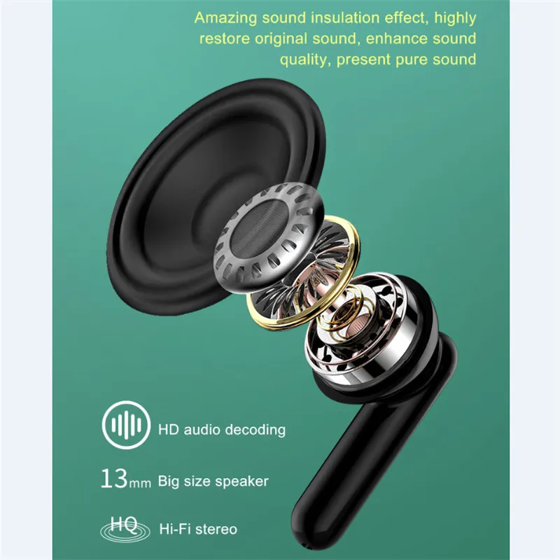Tws Wireless Headphones Earphone Bluetooth 5 0 Headset HiFi Dual Stereo Mini Touch Sports Wireless Earbud For iOS Android