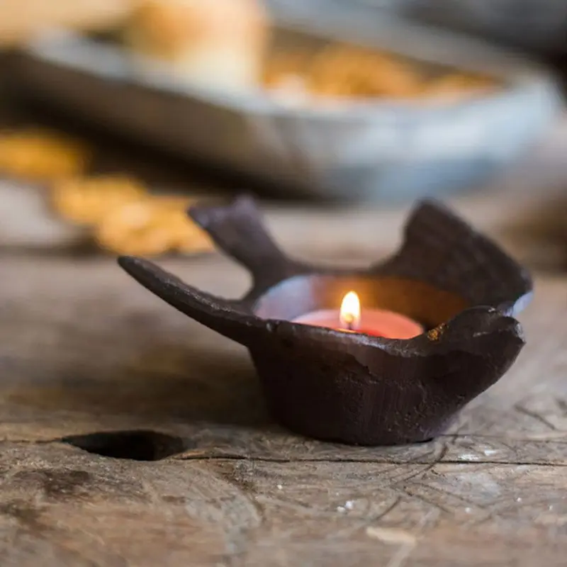 Retro Metal Flying Swallow Iron Candlestick Ashtray Storage Box Home Decor
