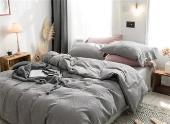 

New cotton jacquard waffle 1.5 1.8 and 2.0 bed 4-piece bedding set customizable fitted sheet a generation of fat